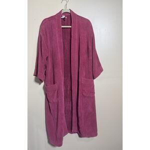 VTG TJ Lawford Men's Robe One Size Long Sleeve Large Red Cotton Terry Towel